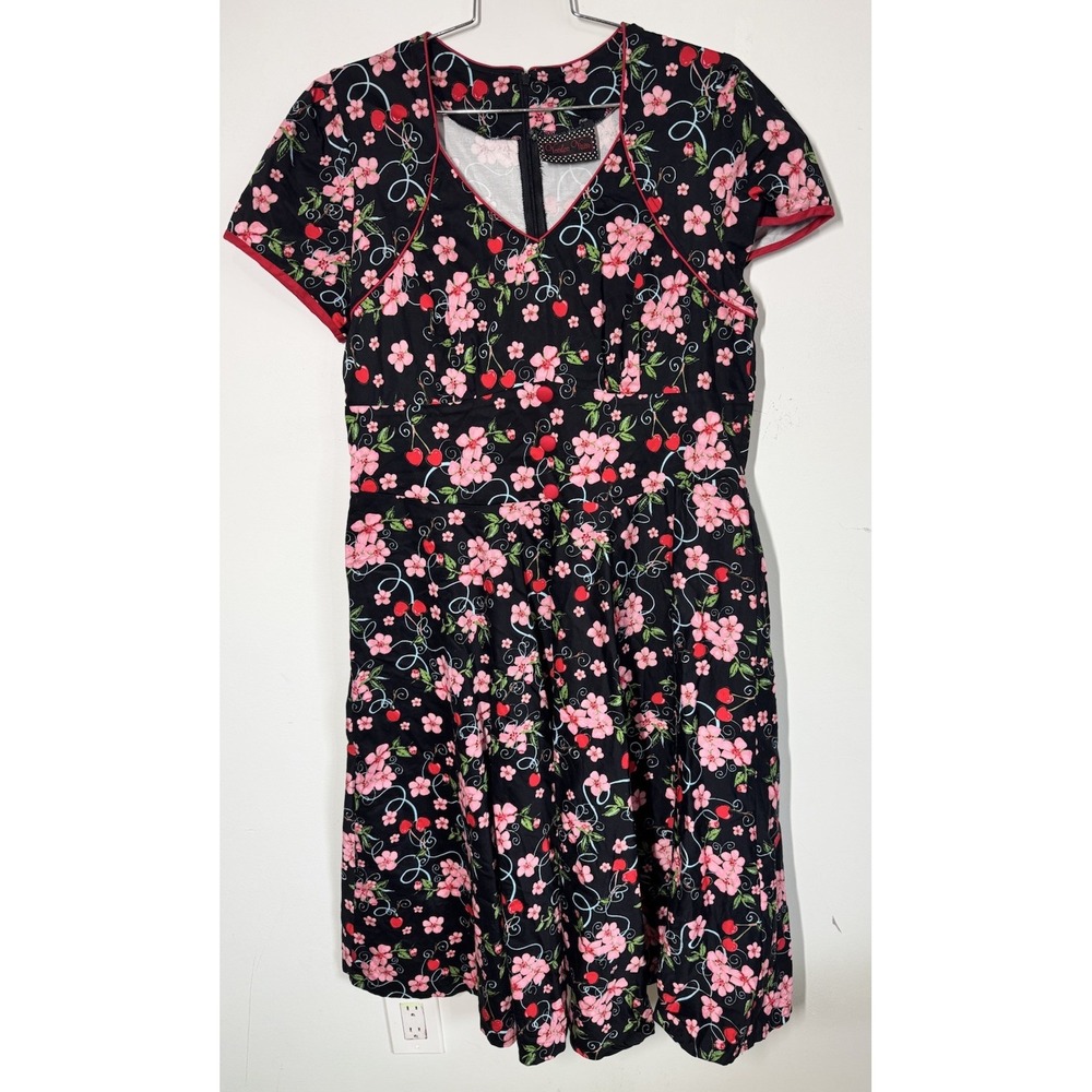 Voodoo Vixen Retro‎ Rockabilly Swing Dress Cherry Blossom Sweetheart Neck XXL